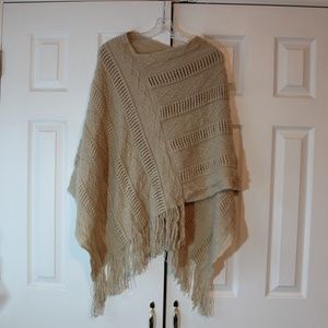 Beige Sweater Poncho Top